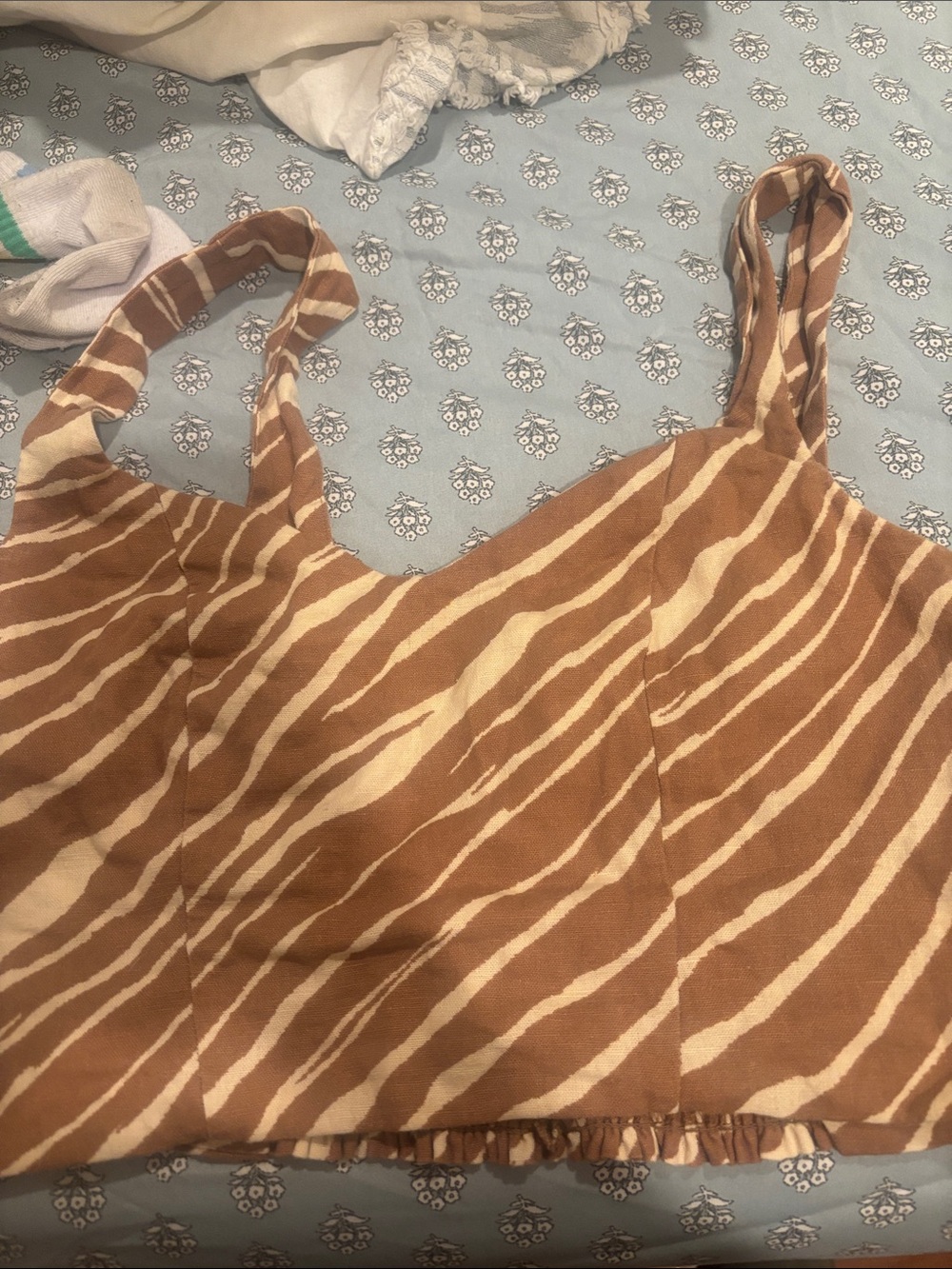 a new day Brown and Cream Striped Crop Top